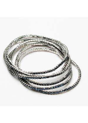 Eliza Gracious Crystal Encrusted Six Strand Stretch Bracelet